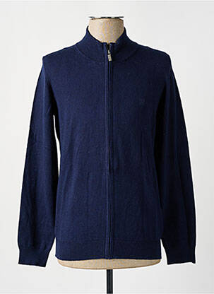 Gilet manches longues tissage chiné bleu fonce CAMBRIDGE homme