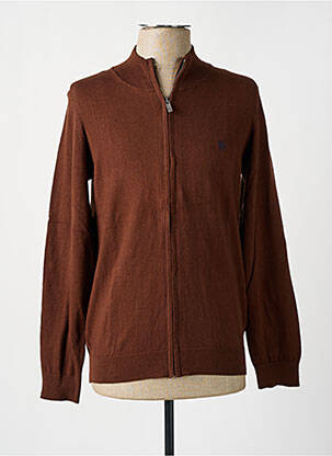 Gilet manches longues tissage chiné marron CAMBRIDGE homme