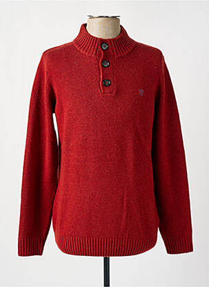 Pull maille tricot manches longues rouge CAMBRIDGE homme