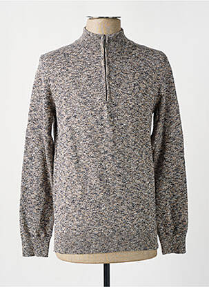 Pull tissage chiné manches longues beige CAMBRIDGE homme