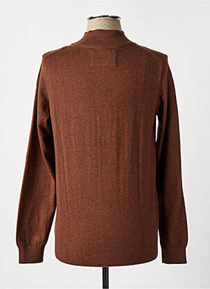 Pull tissage chiné manches longues marron CAMBRIDGE homme