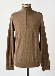 Pull tissage chiné manches longues marron SELECTED homme