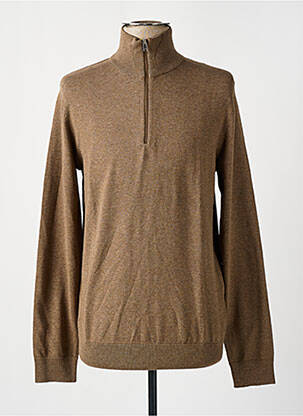Pull tissage chiné manches longues marron SELECTED homme