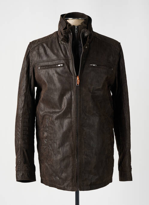 Veste en cuir marron TIBET pour homme