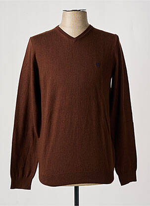 Pull col v manches longues marron CAMBRIDGE homme