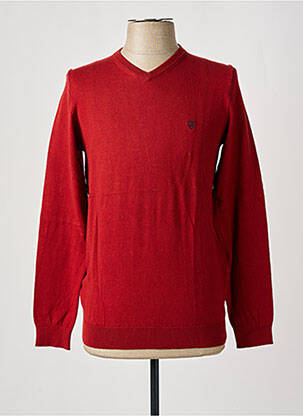 Pull col v manches longues rouge CAMBRIDGE homme