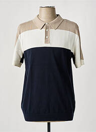 Polo imprimé rayures manches courtes beige SELECTED homme