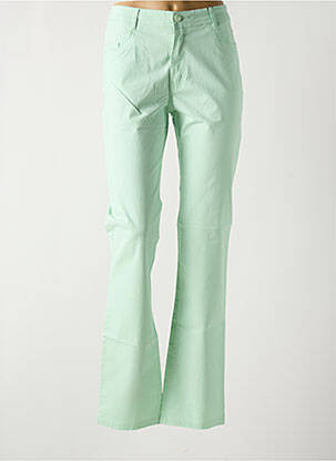 Pantalon droit fermeture zippée sous rabat boutonné vert MULTIPLES femme