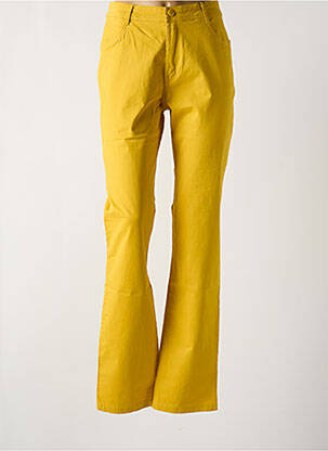 Pantalon droit fermeture zippée sous rabat boutonné jaune MULTIPLES femme
