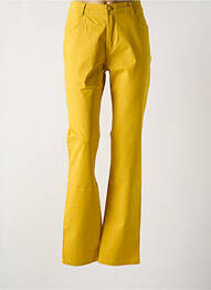 Pantalon droit fermeture zippée sous rabat boutonné jaune MULTIPLES femme