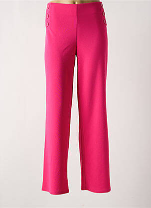 Pantalon droit taille élastique rose MULTIPLES femme