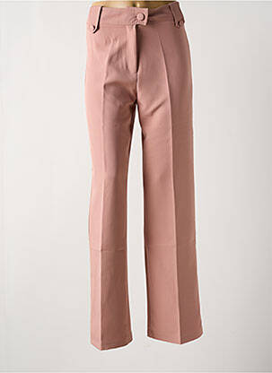 Pantalon droit fermeture zippée sous rabat boutonné rose MULTIPLES femme