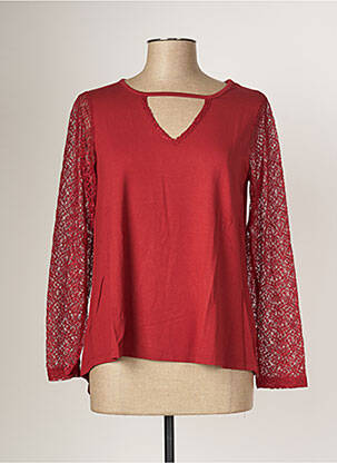 Top stretch manches longues rouge MALOKA femme