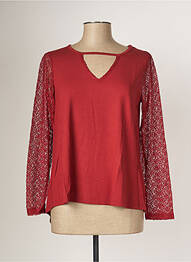 Top tissage jersey manches longues rouge MALOKA femme