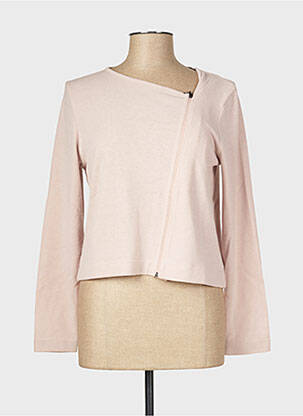 Gilet manches longues col v rose MALOKA femme