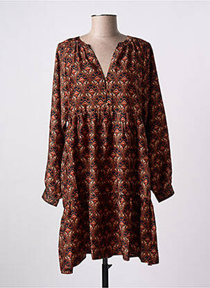 Robe courte coupe évasée manches longues marron LA PETITE ETOILE femme