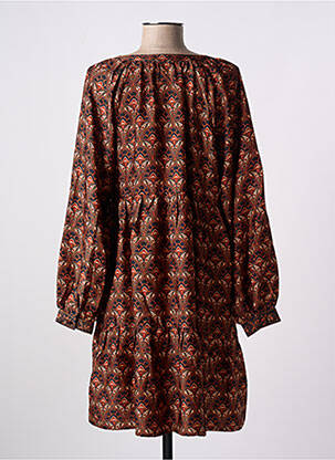 Robe courte coupe évasée manches longues marron LA PETITE ETOILE femme