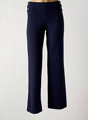 Pantalon droit taille élastique bleu MULTIPLES femme