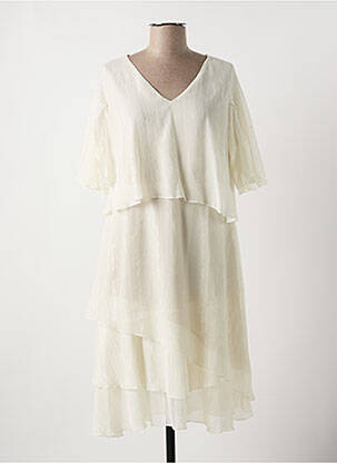 Robe mi-longue coupe fluide manches courtes blanc MULTIPLES femme
