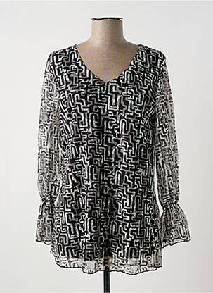 Top imprimé fantaisie manches longues noir MULTIPLES femme