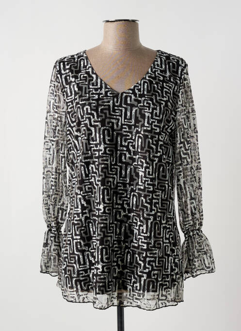 Top imprimé fantaisie manches longues noir MULTIPLES femme
