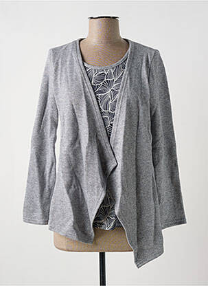 Gilet manches longues col rond gris MULTIPLES femme