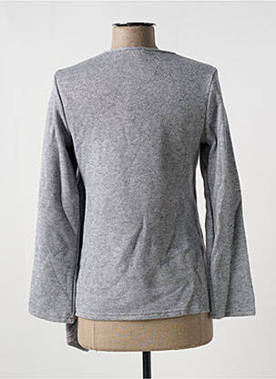Gilet manches longues col rond gris MULTIPLES femme