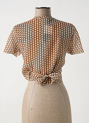 Blouse légère et transparente manches courtes marron MULTIPLES femme