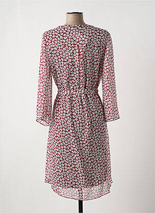 Robe mi-longue imprimé fleurs manches longues rouge MULTIPLES femme