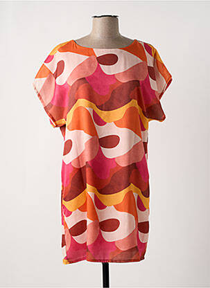 Robe courte manches courtes manches courtes orange MULTIPLES femme