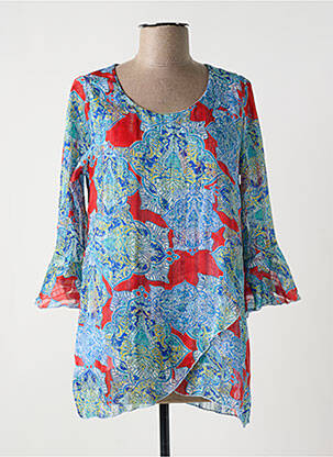 Tunique manches longues poignets évasés bleu MULTIPLES femme