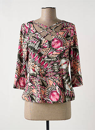 T-shirt imprimé fantaisie manches 3/4 rose MULTIPLES femme