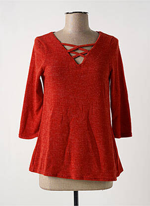 Pull tissage chiné manches 3/4 orange MULTIPLES femme