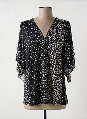 Blouse imprimé fantaisie manches 3/4 noir MULTIPLES femme