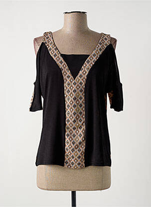 T-shirt manches 3/4 manches 3/4 noir MULTIPLES femme