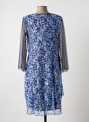 Robe mi-longue imprimé fleurs manches longues bleu MULTIPLES femme