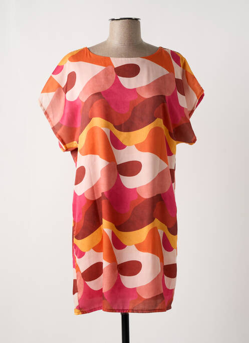 Robe courte manches courtes manches courtes orange MULTIPLES femme