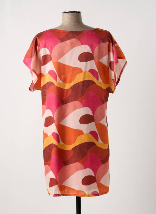 Robe courte manches courtes manches courtes orange MULTIPLES femme