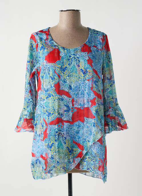 Tunique manches longues poignets évasés bleu MULTIPLES femme