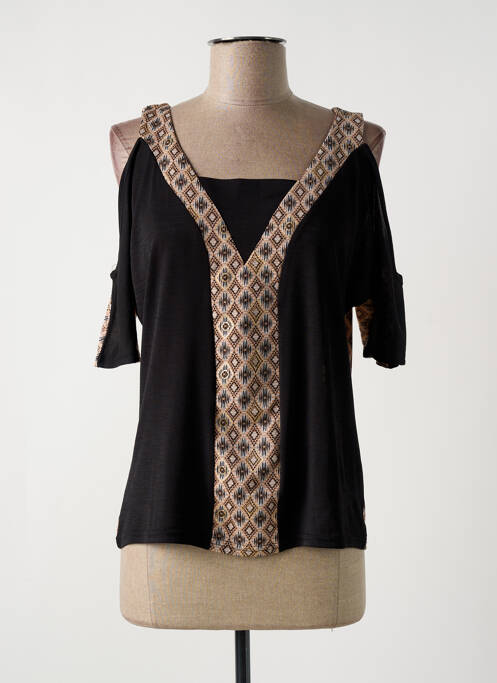 T-shirt stretch manches 3/4 noir MULTIPLES femme