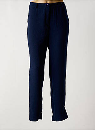 Pantalon droit tissage crêpe taille haute bleu MULTIPLES femme