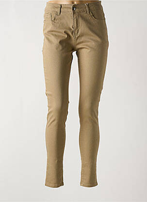 Pantalon slim taille haute taille haute beige MULTIPLES femme