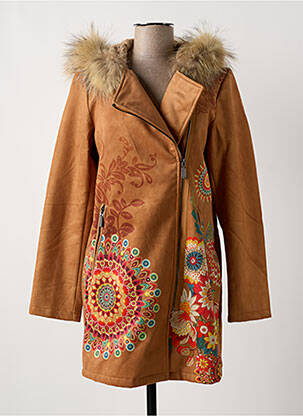 Manteau long coupe droite a capuche marron MULTIPLES femme