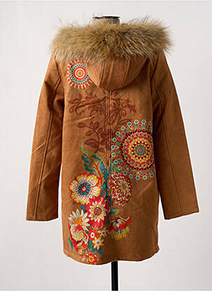 Manteau long coupe droite a capuche marron MULTIPLES femme