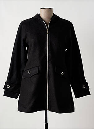 Manteau long coupe cintrée a capuche noir MULTIPLES femme