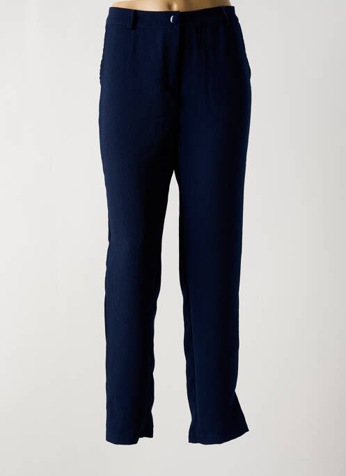 Pantalon droit tissage crêpe taille haute bleu MULTIPLES femme