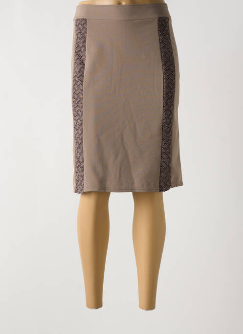 Jupe mi-longue beige MULTIPLES pour femme