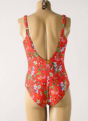 Maillot de bain 1 pièce effet matière satinée haut soutien-gorge moulé rouge TESSY femme
