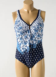 Maillot de bain 1 pièce effet matière satinée haut soutien-gorge moulé bleu TESSY femme