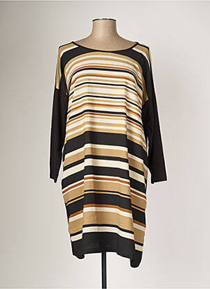 Robe mi-longue manches longues manches longues noir G!OZE femme